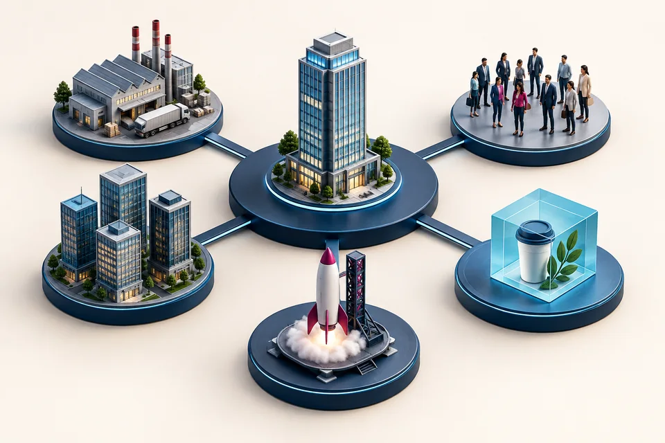 Porter’s Five Forces shown as a company surrounded by customers, suppliers, competitors, substitutes and new entrants