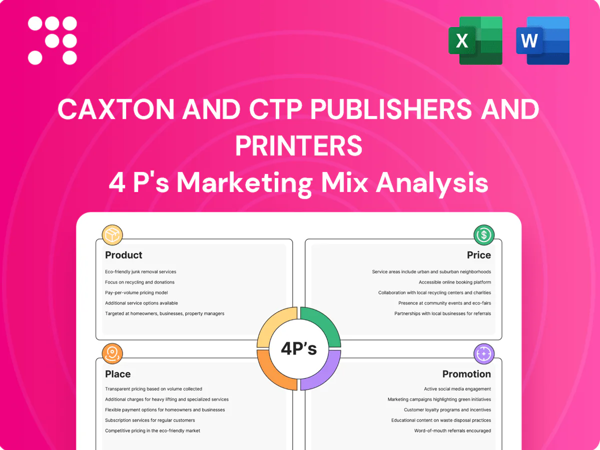 Caxton and CTP Publishers and Printers Marketing Mix